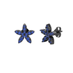 Yasemin Çiçeği Küpe - Lab safir 925 ayar siyah rodyum kaplama gümüş küpe #1mq4jpc