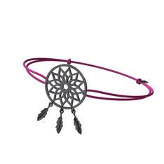 Dreamcatcher Bileklik - 925 ayar siyah rodyum kaplama gümüş bileklik #in6dbs