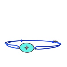 Amara Bileklik - Pırlanta 925 ayar siyah rodyum kaplama gümüş bileklik (0.015 karat, turkuaz mineli) #1uhwjku