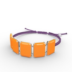 Akia Bileklik - Neon turuncu akrilik 925 ayar gümüş bileklik #16bgknz