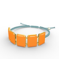 Akia Bileklik - Neon turuncu akrilik 925 ayar altın kaplama gümüş bileklik #1d0pzw