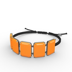 Akia Bileklik - Neon turuncu akrilik 925 ayar siyah rodyum kaplama gümüş bileklik #1n68ruo