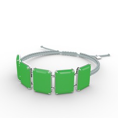 Akia Bileklik - Neon yeşil akrilik 14 ayar beyaz altın bileklik #1nlq4he