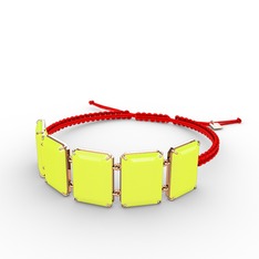 Akia Bileklik - Neon sarı akrilik 925 ayar rose altın kaplama gümüş bileklik #1rsgxxx