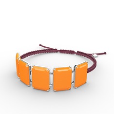 Akia Bileklik - Neon turuncu akrilik 925 ayar gümüş bileklik #1rviazm