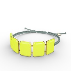 Akia Bileklik - Neon sarı akrilik 925 ayar altın kaplama gümüş bileklik #2946g