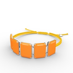 Akia Bileklik - Neon turuncu akrilik 18 ayar beyaz altın bileklik #easjp3