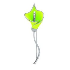 Kala Çiçeği Broş - 18 ayar beyaz altın broş (Neon yeşil mineli) #169q9md