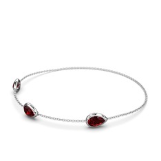 Garnet 14 ayar beyaz altın bilezik (17 cm beyaz altın rolo zincir)