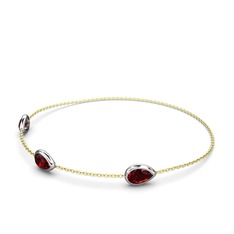 Garnet 18 ayar beyaz altın bilezik (17 cm altın rolo zincir)