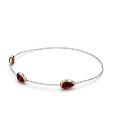 Garnet 14 ayar rose altın bilezik (17 cm gümüş rolo zincir)