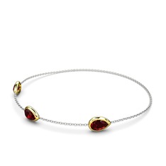 Garnet 18 ayar altın bilezik (17 cm beyaz altın rolo zincir)