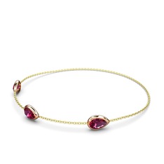 Rodolit garnet 14 ayar rose altın bilezik (17 cm altın rolo zincir)