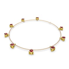 Sallantılı Tektaş Bilezik - Garnet 14 ayar altın bilezik (40 cm rose altın rolo zincir) #1q12wvr