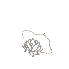 Lotus Çiçeği Bilezik - 14 ayar beyaz altın bilezik (40 cm rose altın rolo zincir) #10i2ac6