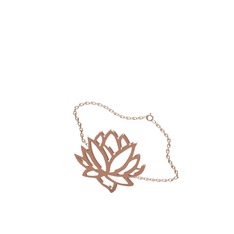 Lotus Çiçeği Bilezik - 925 ayar rose altın kaplama gümüş bilezik (40 cm rose altın rolo zincir) #165i27r