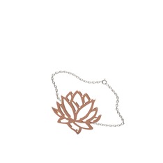 Lotus Çiçeği Bilezik - 14 ayar rose altın bilezik (40 cm gümüş rolo zincir) #19jjxtp