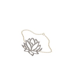Lotus Çiçeği Bilezik - 14 ayar beyaz altın bilezik (40 cm gümüş rolo zincir) #k48ow4