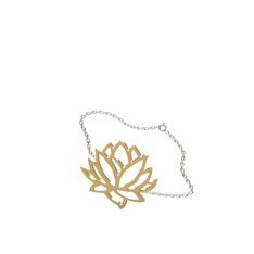 Lotus Çiçeği Bilezik - 18 ayar altın bilezik (40 cm beyaz altın rolo zincir) #pxi8xw