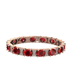 Garnet ve swarovski 925 ayar rose altın kaplama gümüş bilezik