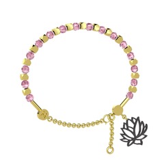 Mitra Lotus Bilezik - Pembe kuvars 14 ayar altın bilezik #10ku0lh