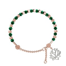 Mitra Lotus Bilezik - Yeşil kuvars 925 ayar rose altın kaplama gümüş bilezik #1e4lh2t