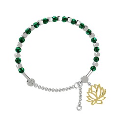 Mitra Lotus Bilezik - Yeşil kuvars 8 ayar beyaz altın bilezik #9k4za