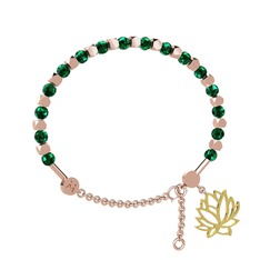 Mitra Lotus Bilezik - Yeşil kuvars 925 ayar rose altın kaplama gümüş bilezik #cnr767