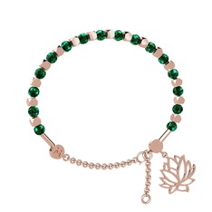 Mitra Lotus Bilezik - Yeşil kuvars 8 ayar rose altın bilezik #lzh2yo