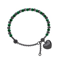 Mitra Kalp Bilezik - Yeşil kuvars 925 ayar siyah rodyum kaplama gümüş bilezik #oll9j4