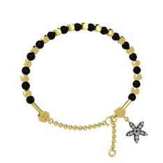 Mitra Yasemin Çiçeği Bilezik - Siyah zirkon ve swarovski 14 ayar altın bilezik #19awmsu