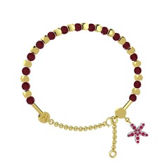 Mitra Yasemin Çiçeği Bilezik - Kök yakut ve rodolit garnet 18 ayar altın bilezik #7w401m