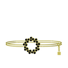 Lily Bilezik - Siyah zirkon 18 ayar altın bilezik (40 cm altın rolo zincir) #109te69