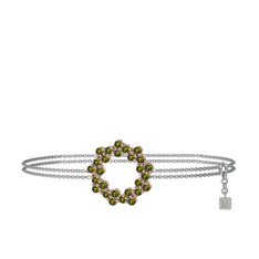 Lily Bilezik - Peridot 18 ayar rose altın bilezik (40 cm beyaz altın rolo zincir) #17h5eyl