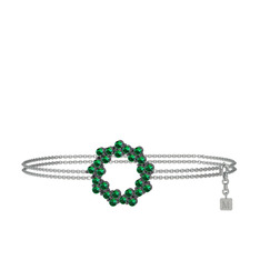 Lily Bilezik - Yeşil kuvars 925 ayar siyah rodyum kaplama gümüş bilezik (40 cm gümüş rolo zincir) #1a7xxqk