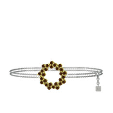 Lily Bilezik - Dumanlı kuvars 14 ayar altın bilezik (40 cm beyaz altın rolo zincir) #1bbrp44
