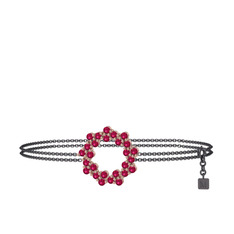 Lily Bilezik - Rodolit garnet 14 ayar rose altın bilezik (40 cm gümüş rolo zincir) #dkcuzi