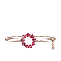 Rodolit garnet 14 ayar rose altın bilezik (40 cm rose altın rolo zincir)