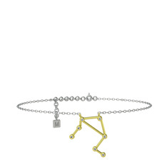 Libra Halhal - Beyaz zirkon 18 ayar altın bilezik (20 cm beyaz altın rolo zincir) #13at128