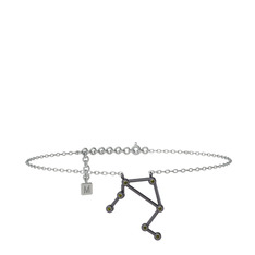 Libra Halhal - Peridot 925 ayar siyah rodyum kaplama gümüş bilezik (20 cm beyaz altın rolo zincir) #19oqx2j