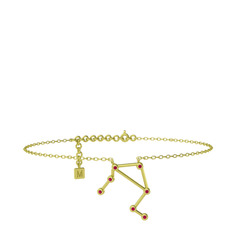 Libra Halhal - Rodolit garnet 18 ayar altın bilezik (20 cm altın rolo zincir) #1lla89y