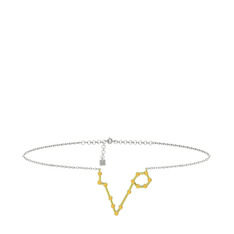 Pisces Halhal - Sitrin 925 ayar altın kaplama gümüş bilezik (20 cm beyaz altın rolo zincir) #1vsy0zz
