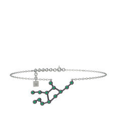 Virgo Halhal - Kök zümrüt 925 ayar siyah rodyum kaplama gümüş bilezik (20 cm beyaz altın rolo zincir) #1a4rxio