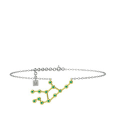 Virgo Halhal - Kök zümrüt 8 ayar altın bilezik (20 cm gümüş rolo zincir) #1e48qj