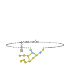 Virgo Halhal - Akuamarin 14 ayar altın bilezik (20 cm beyaz altın rolo zincir) #1rlhvtt