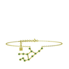 Virgo Halhal - Yeşil kuvars 18 ayar altın bilezik (20 cm altın rolo zincir) #8i7dql