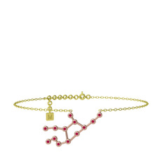 Virgo Halhal - Rodolit garnet 14 ayar rose altın bilezik (20 cm altın rolo zincir) #xdo3lx