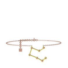 Pegasus Halhal - Pembe kuvars 18 ayar altın bilezik (20 cm rose altın rolo zincir) #q468de