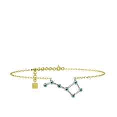 Ursa Minor Halhal - Yeşil kuvars 18 ayar beyaz altın bilezik (20 cm gümüş rolo zincir) #118y50i