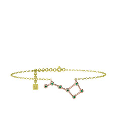 Ursa Minor Halhal - Yeşil kuvars 925 ayar rose altın kaplama gümüş bilezik (20 cm altın rolo zincir) #1b59byi